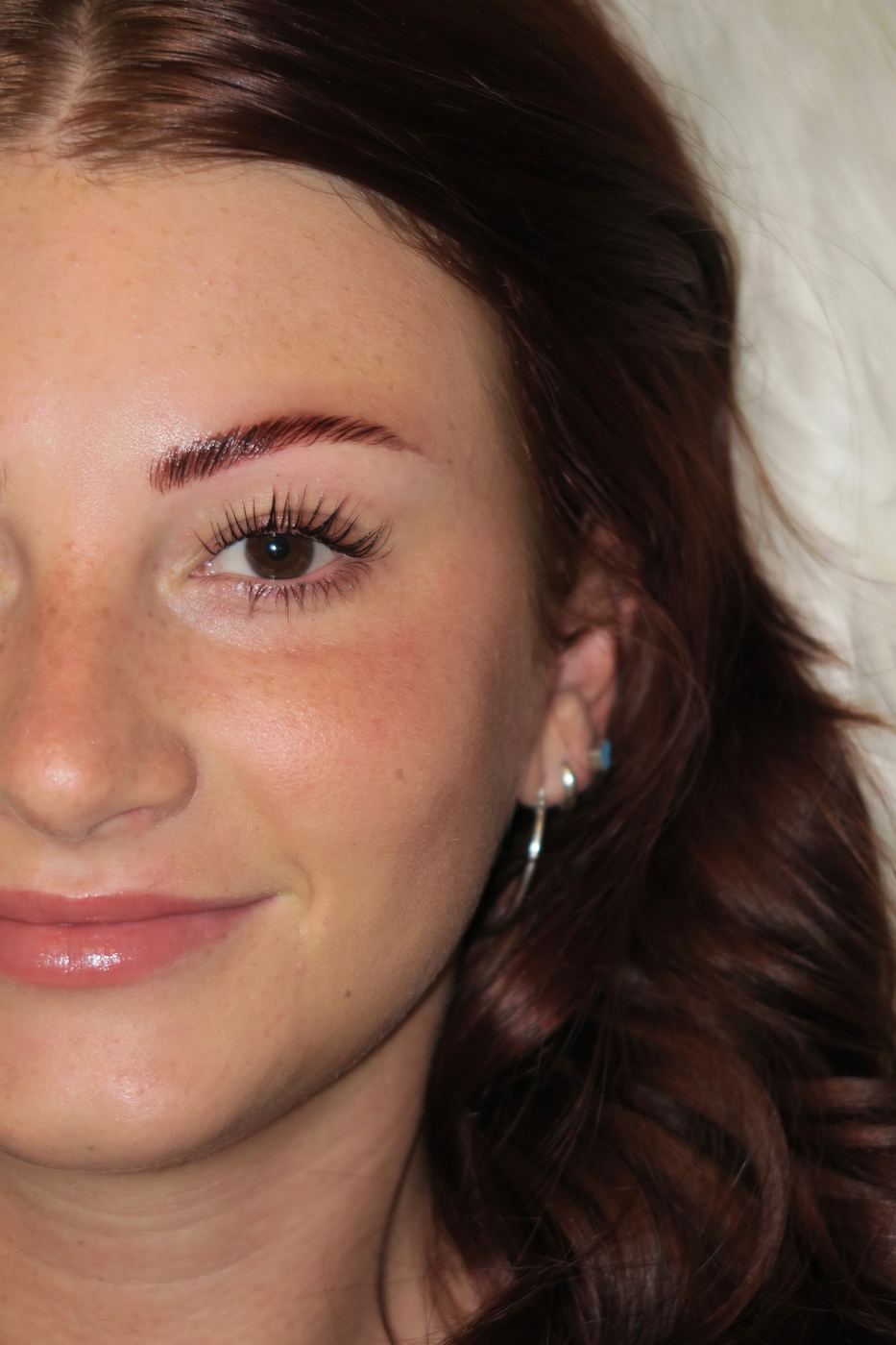 Lash lift close-up on a client